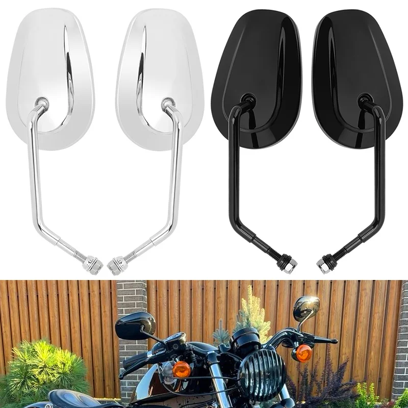 

8MM Motorcycle Black Chrome Rear View Mirrors Accessories For Harley Touring Road King Road Glide Sportster 883 1200