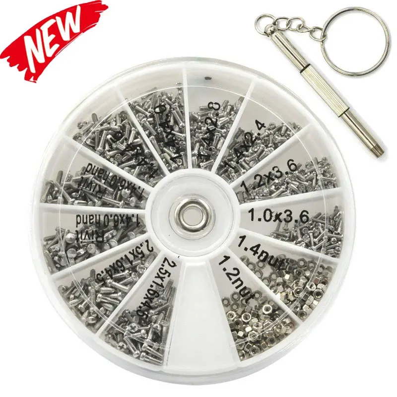 600Pcs Eyeglass Repair Kit Glasses Screws Nuts Assortment Kit 12 Kinds of Repair Tools for Glasses Sunglasses Watch Spectacles