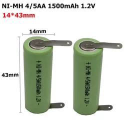 2PCS 1.2V 1500mAh Ni-MH 4/5AA Battery for Braun Oral B Electric Toothbrush Philips Cleansing Instrument 43mm x 14mm Batteries