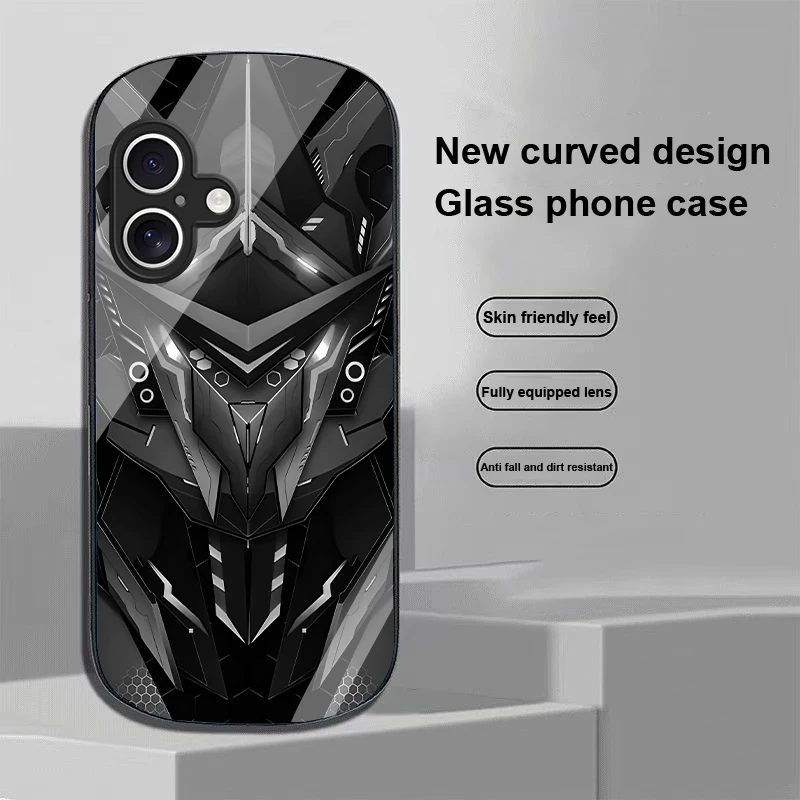 Creative Mech For Apple IPhone 16 11 13 15 14 Pro Max 12 Mini 7 8 Plus XR X XS SE Elliptical Shaped Tempered Glass Phone Case
