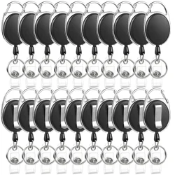 NEW-20 Pack Badge Reels Retractable ID Badge Holder With Carabiner Heavy Duty Badge Reel Clip And Key Chain For Work Office