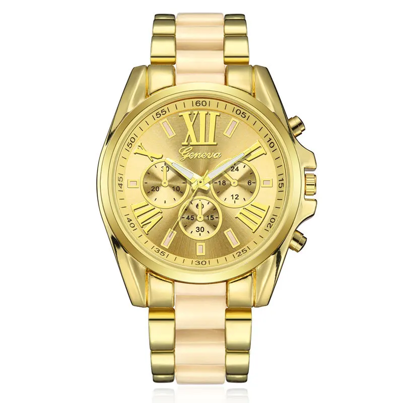 ساعة عصرية فاخرة للرجال بحزام فولاذي ذهبي ساعة كبيرة الحجم ذات جودة عالية مع تقويم كوارتز ساعة يد رجالية Relogio
