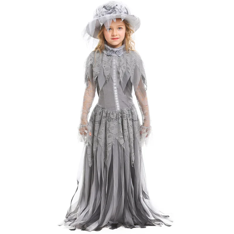 Fantasia Child Kids Skull Corpse Zombie Costumes for Girls Ghost Princess Cosplay Halloween Purim Fancy Dress