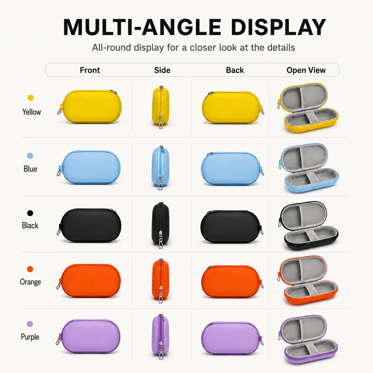 EVA Sunglasses Case Hard Shell Shockproof Waterproof Eyeglasses Storage Box Double Compartment Zipper Travel Car Outdoor Glasses