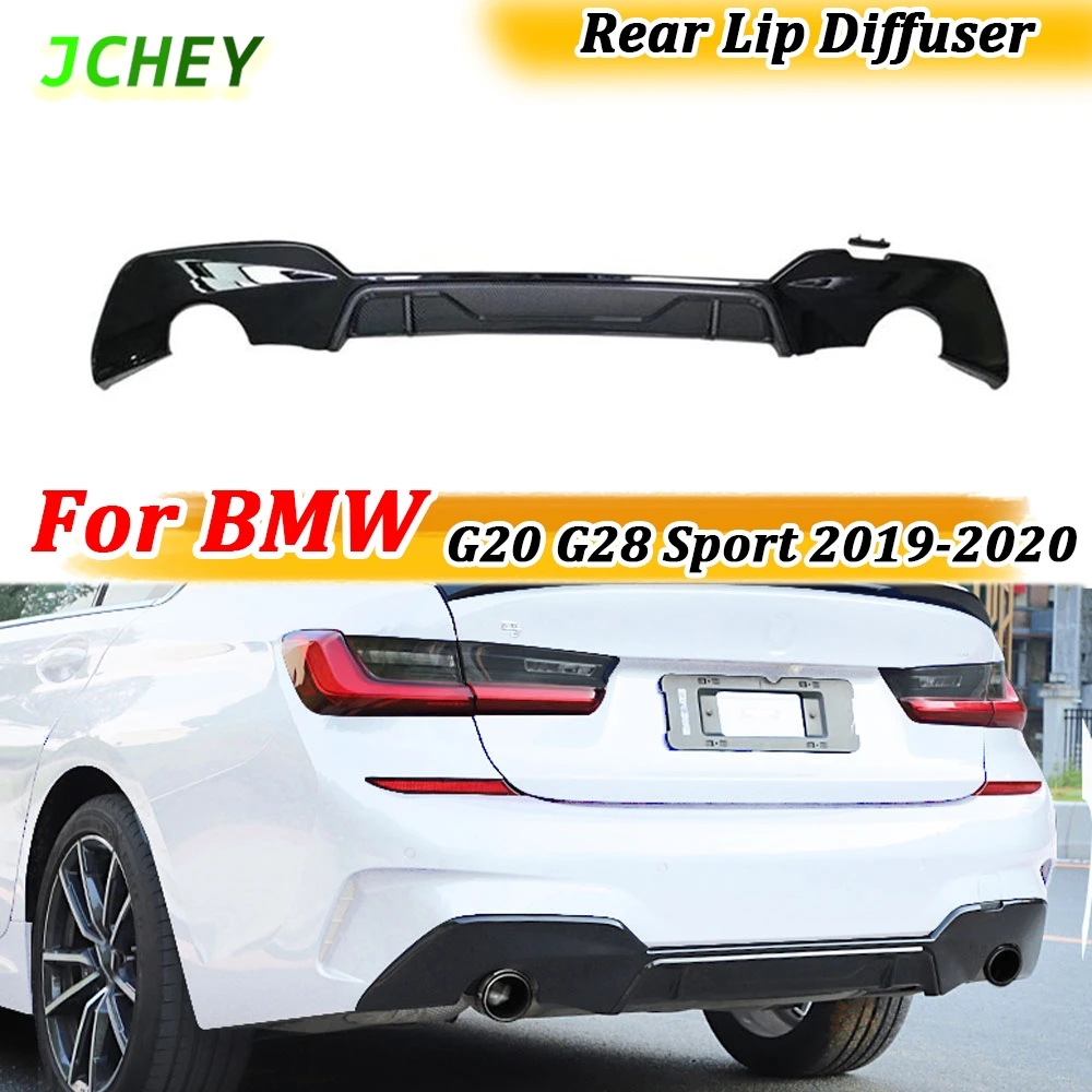 

PP Black Rear Bumper Lip Diffuser For BMW 3 Series G20 G28 M Sport 2019 2020 MP Style Round Exhaust Tip Type Diffuser Styling