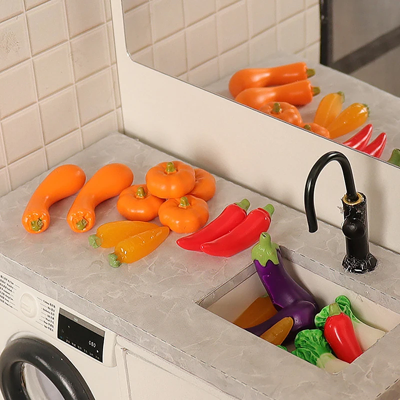 1/12 인형집 시뮬레이션 채소 바구니 세트 인형집 채소 장식 인형집 미니어처 주방 놀이 장난감