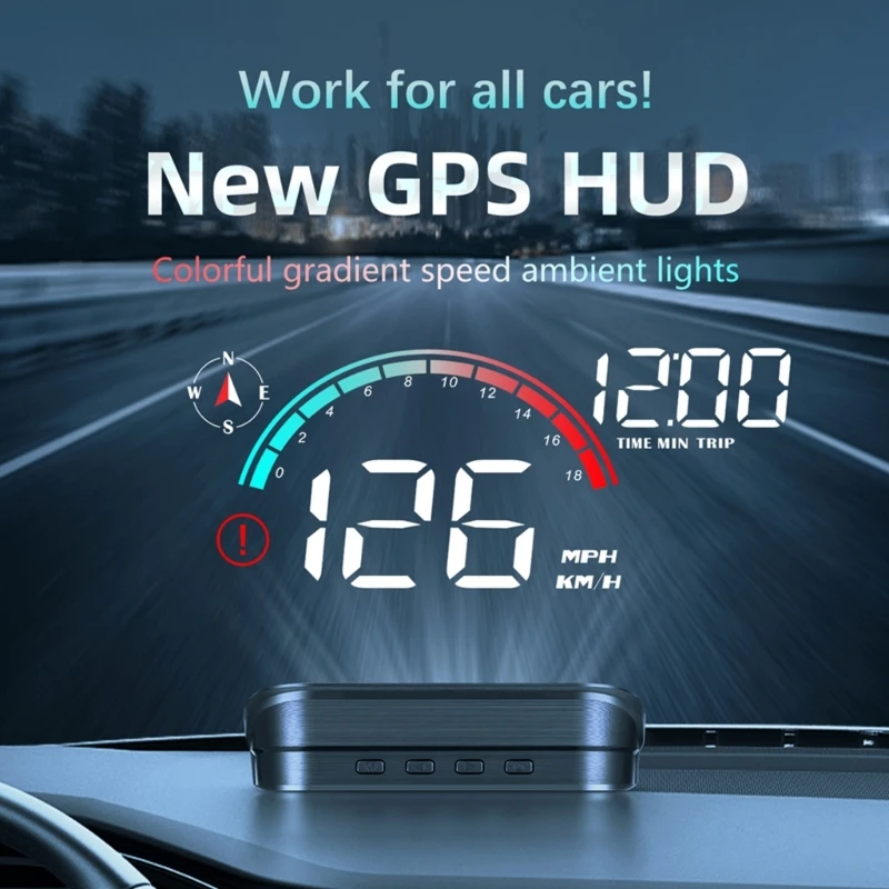 M22 SecurityCar HUD Headup Display Speed Clock Windshield Projector Overspeed Speedometer Alarm Fatigue Driving Reminder