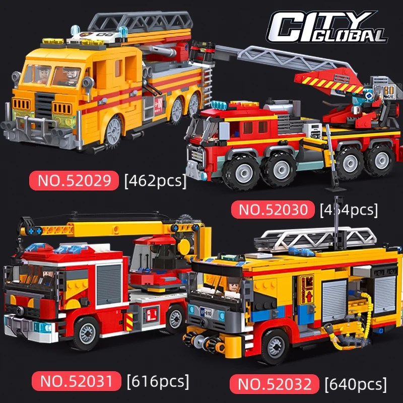 City Series Children's Fire Rescue Team Car Drone Building Assembly Small Particle Building Blocks Boy Toy Model