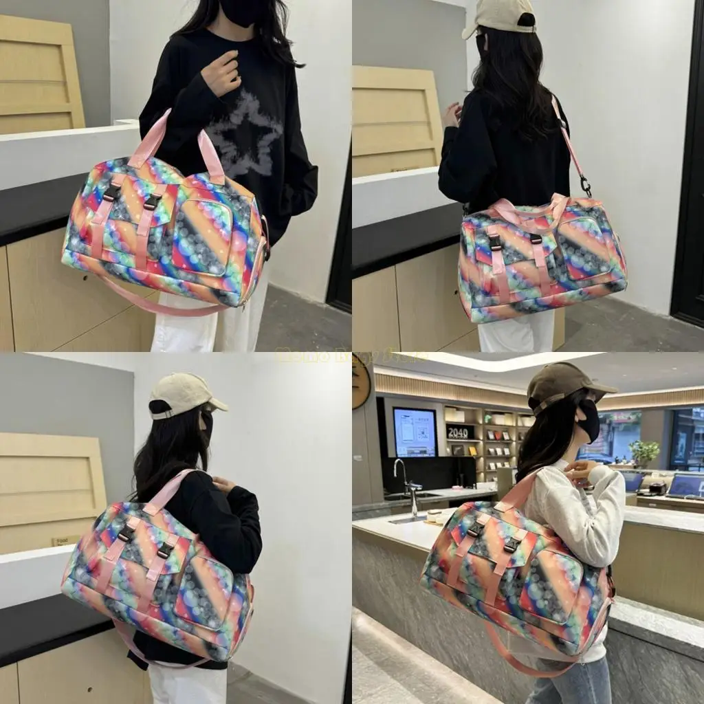 

X90D Gym Bag Gradient Color Training Bag Sport Bag with Shoes Compartment Large Capacity Travel Bag Weekender Bag Fitness Bag