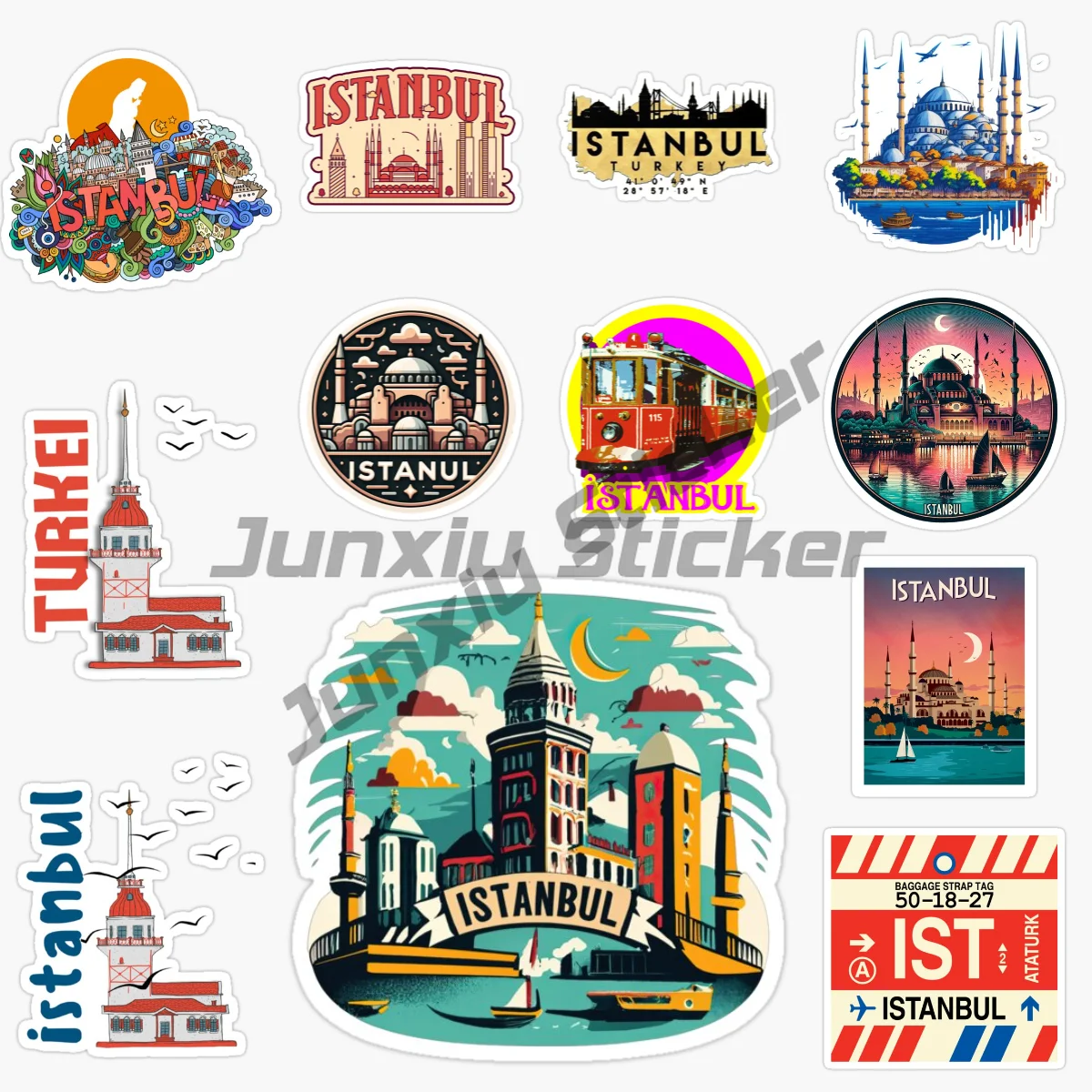 

Türkiye Istanbul Scenery National Flag National Emblem Car Sticker Self-adhesive Waterproof PVC Decorative Decal