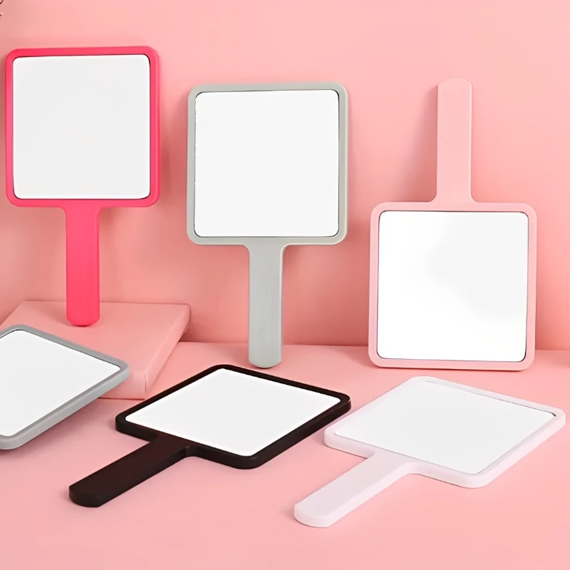 Wimpernverlängerung Handheld Make-up Spiegel Quadratischer Kosmetikspiegel mit Kunststoffgriff Hand High Definition Spiegel Beauty Zubehör