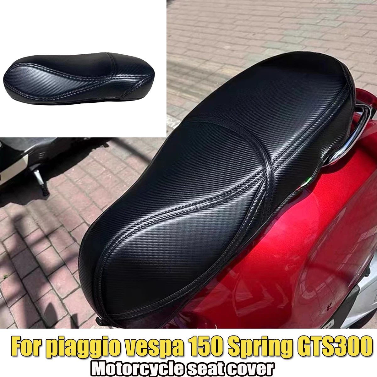 

Fit For piaggio vespa 150Spring GTS300 GTS 300 Motorcycle seat cover imitation carbon thickened soft integrated cushion cover