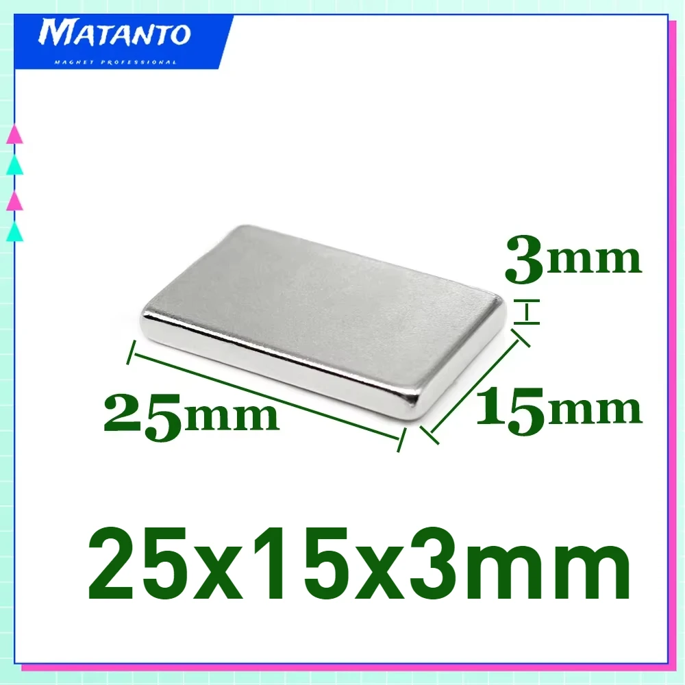 

25x15x3mm Strong Powerful Magnets Sheet N35 Block Rectangular Permanent Neodymium Magnet 25x15x3 Magnet Balls Magnetic