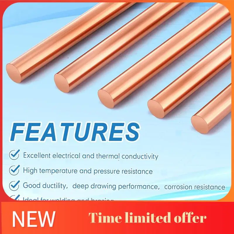 

ABHU 6Pcs Pure Copper Round Rod 3.94Inch Length 0.39Inch Diameter Bare Solid Metal Rod Copper Bar Lathe Bar Stock