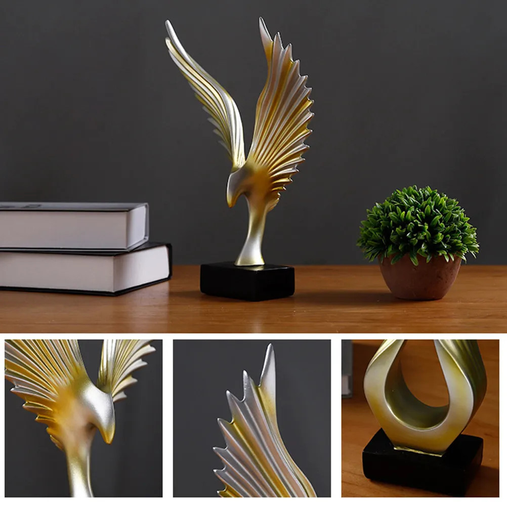 1pc Large Hawk Spreads Wings Resin Sculpture Decor Ornament For Living Room Shelf Bar Cafe Car Angel Wing Statue