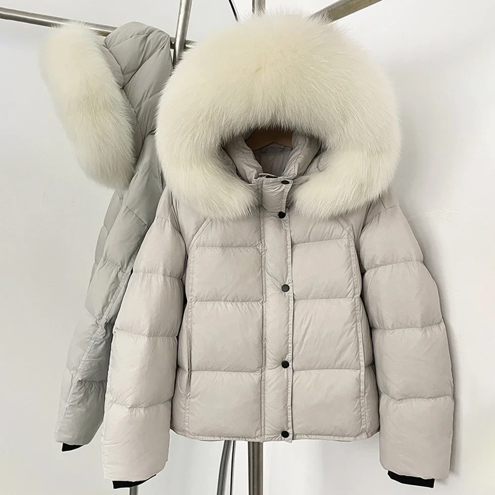 

New Autumn Winter Duck Down Coat Female Warm Top Clothing Down Jacket Women Thick Fur Fluffy Hooded Real Fox Fur Coat