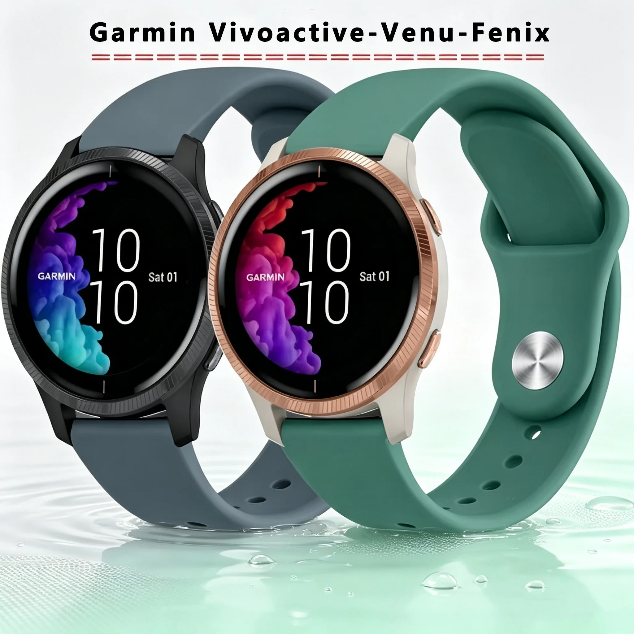 20mm 22mm Silicone Strap For Garmin Vivoactive 5 4 3 HR Band Watch Venu 2 2s SQ Forerunner 645 Wristband Bracelet Fenix 6 5 Pro