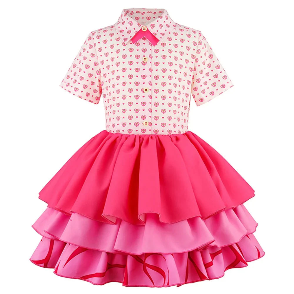 Descendants 5, disfraz completo de princesa Bridget, color rosa, para cosplay, peluca, atuendo de princesa con corazón rosa, chaqueta corta, vestido de varias capas, ideal para Halloween.