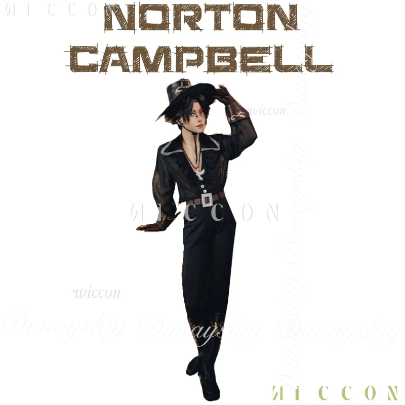 ฮาโลวีน Identity V เกม Prospector Norton Campbell คอสเพลย์เสื้อสีดําวิกผม disfraz One Survivors คอสเพลย์เครื่องแต่งกายชุด