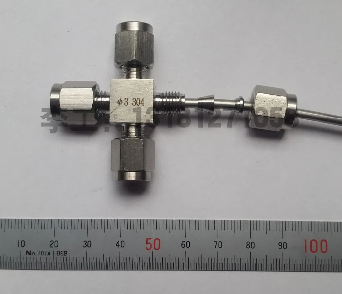 Gas chromatograph gas path four-way connector M8 thread high-quality four-way connector