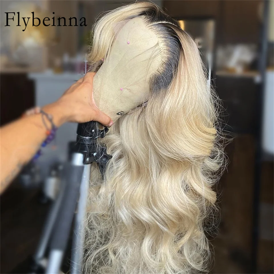 

1B/613 Human Hair Lace Front Blonde Ombre Lace Front Human Hair Wigs Honey Blonde 13x6 Hd Frontal Wig Dark Roots Body Wave Wigs