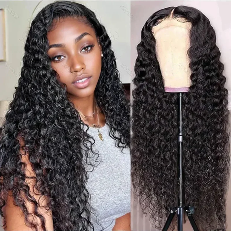 

13x4 13x6 HD Transparent Lace Front Human Hair Wigs Frontal Curly Wigs 100% Natural Brazilian Deep Wave Black Hair For Women