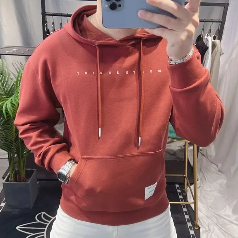 

Printing Men's Hooded Sweatshirt Slim Fit Cotton Male Hoodie Pastel Color Harajuku Fashion New in Loose Tops No Brand Cheap Emo