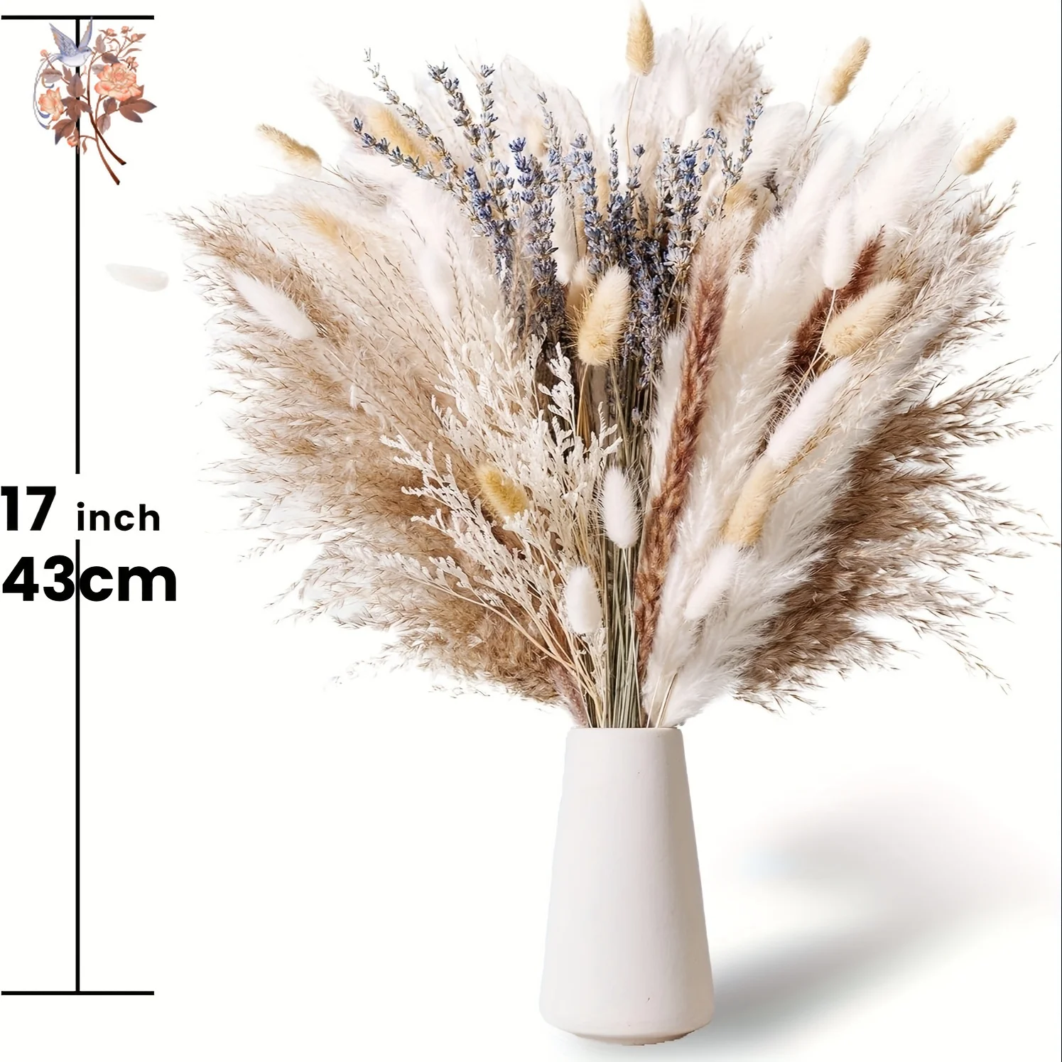 80 قطعة باقة عشب بامباس القطيفة زهور مجففة طبيعية ريفي شيك ديكور المنزل الخزامى أرنب القضبان حزمة تحف الزفاف #3