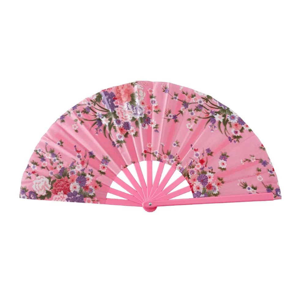 33cm Chinese Tai Chi Yoga Fan Plastic Bone 10 Colors Ancient Style Fan Dance Performance Fans