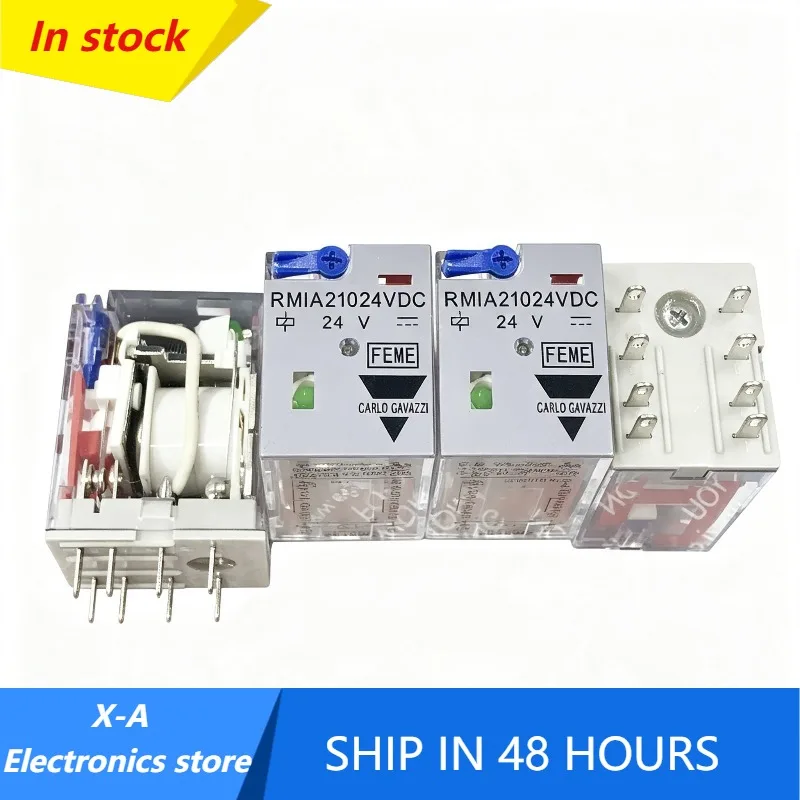 RMIA21024DC Power Relay DC24V 10A 8Pin DPDT 2CO 2NO2NC Plug‑in Intermediate Electromagnetic Relay With Indicator Light