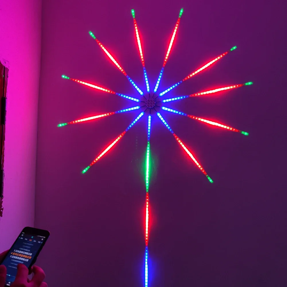 Bande lumineuse LED feux d'artifice, contrôle du son RVB, lumière de déconnexion, mariage, Noël, contrôle de la musique, kit complet, réplique de lampe météore, Ws, Sk