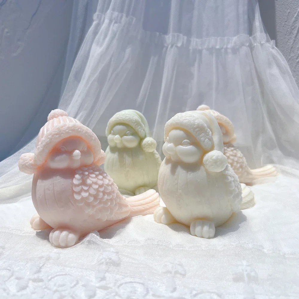 

Holiday Snowbird Silicone Candle Mold Christmas Decor Silicone Mold Holiday Bird With Santa Hat Soy Wax Silicone Mould