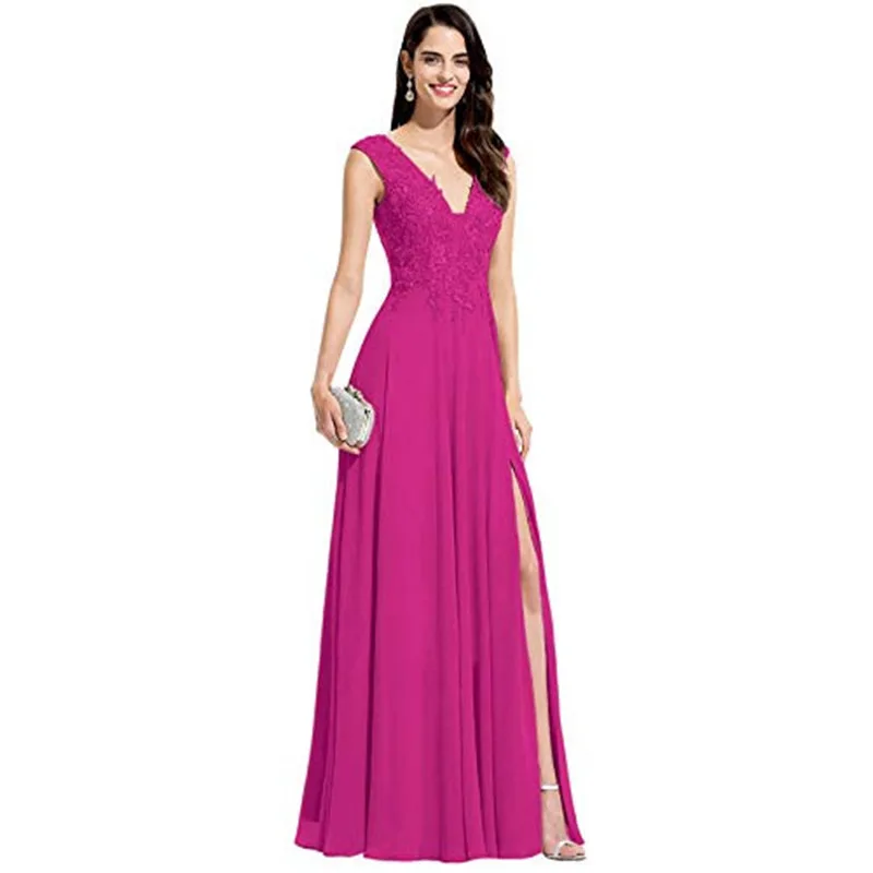 Avondjurken voor dames, off-shoulder chiffon feestjurk, a-lijn vestidos, jurken met veters aan de achterkant