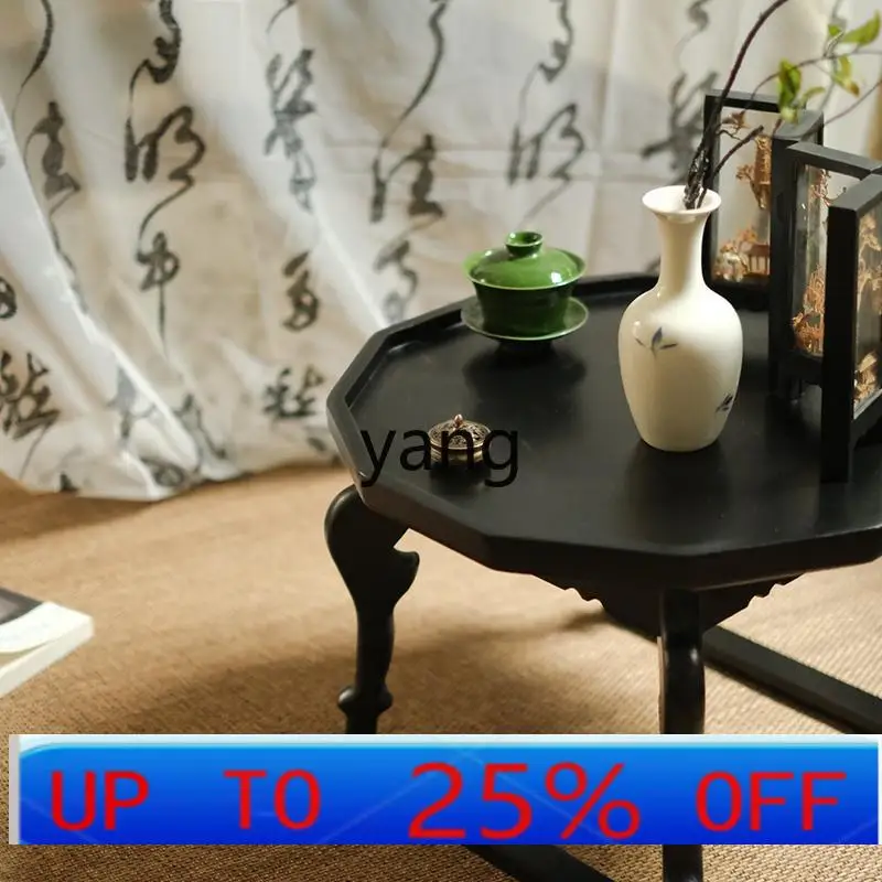 CX  tea room Chinese style fully equipped kang ji tatami all solid walnut bay window table