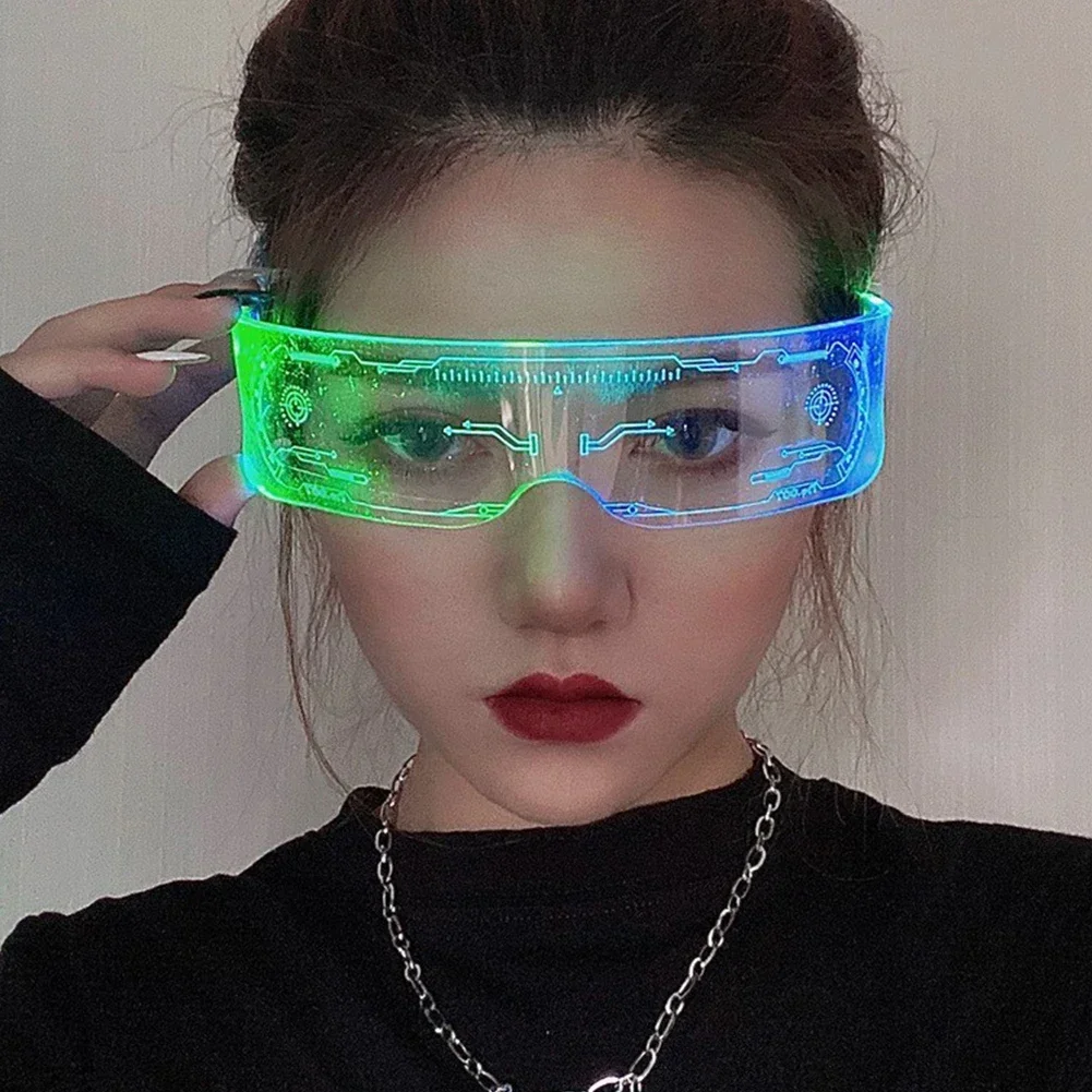 LED Light Up Glasses Neon Luminous Glasses Adults Rave Cosplay Goggles for Bar Birthday Party DJ Stage Performance Props