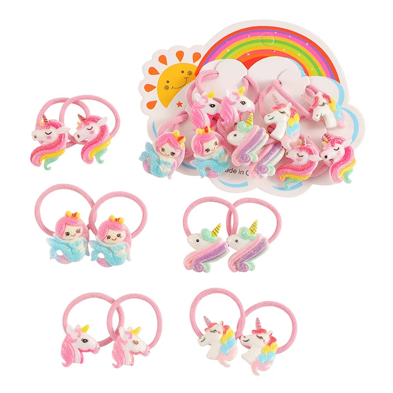 Fasce per capelli unicorno cartone animato carino coda di cavallo capelli legati accessori per capelli per bambini fascia per capelli cravatta per