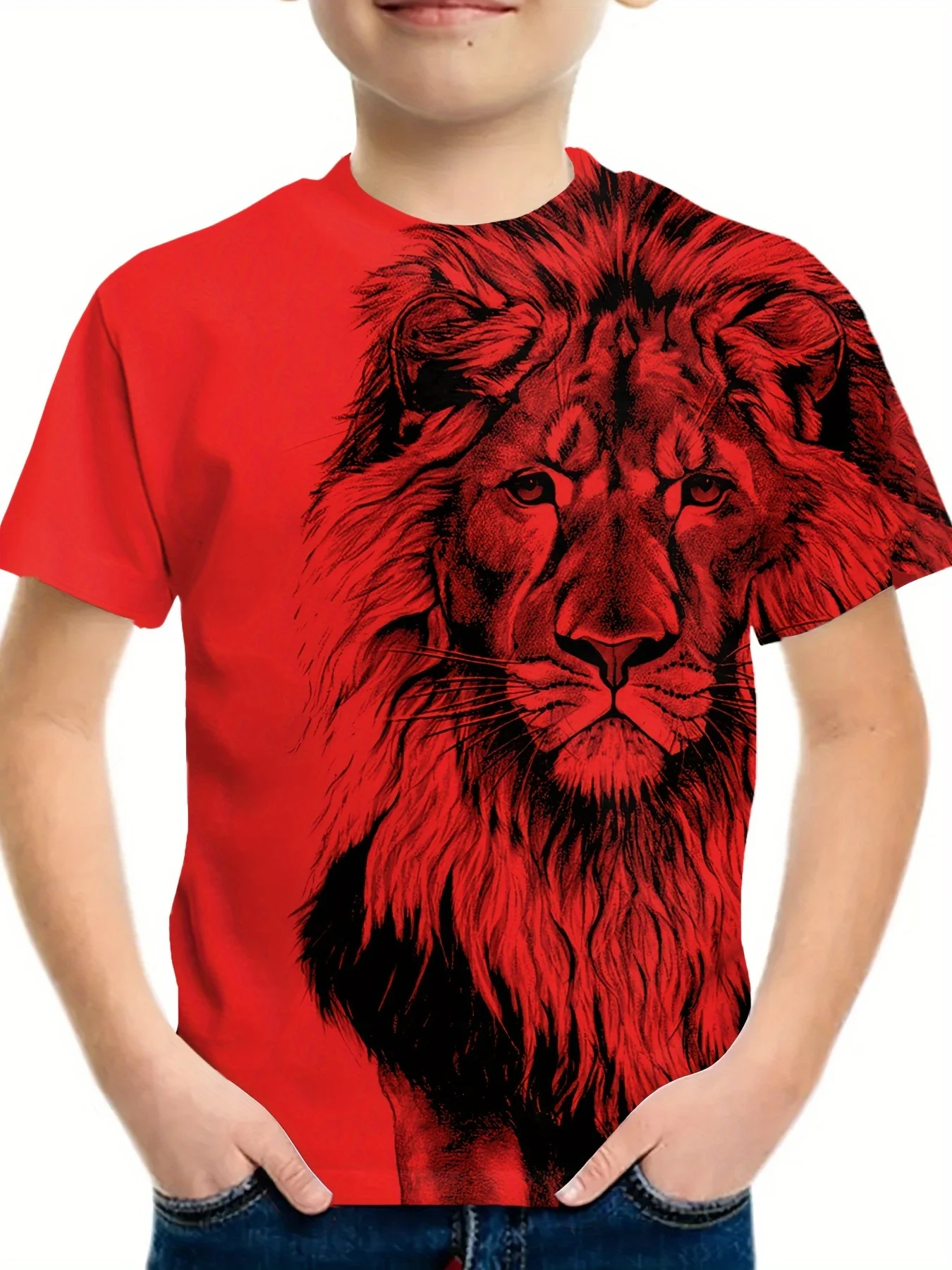 2024 New Lion 3D Printed Children\'s T-Shirts Clothes Summer Kids Cartoon T Shirts Boy\'s Girl\'s Short Sleeve Tee Tops Boy T-Shirt