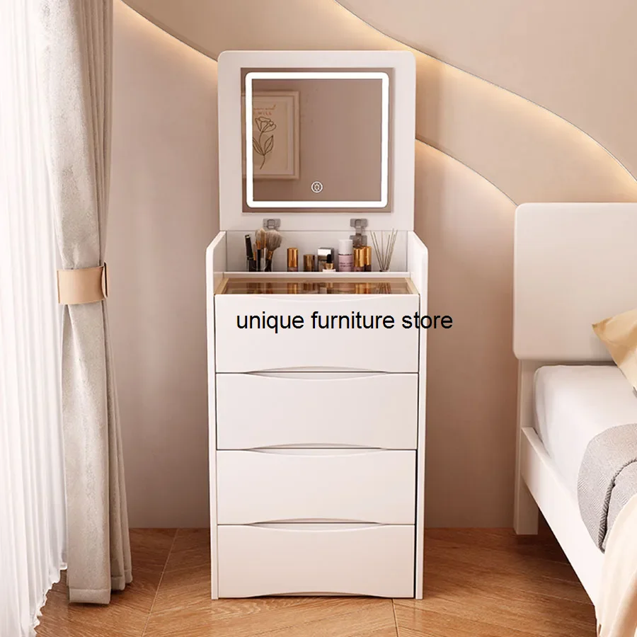 Flip Top Vanity Table Lighting Dividers Design Drawers Gray Color Small Tall Bedside Dressers Affordable Komody Room Furniture