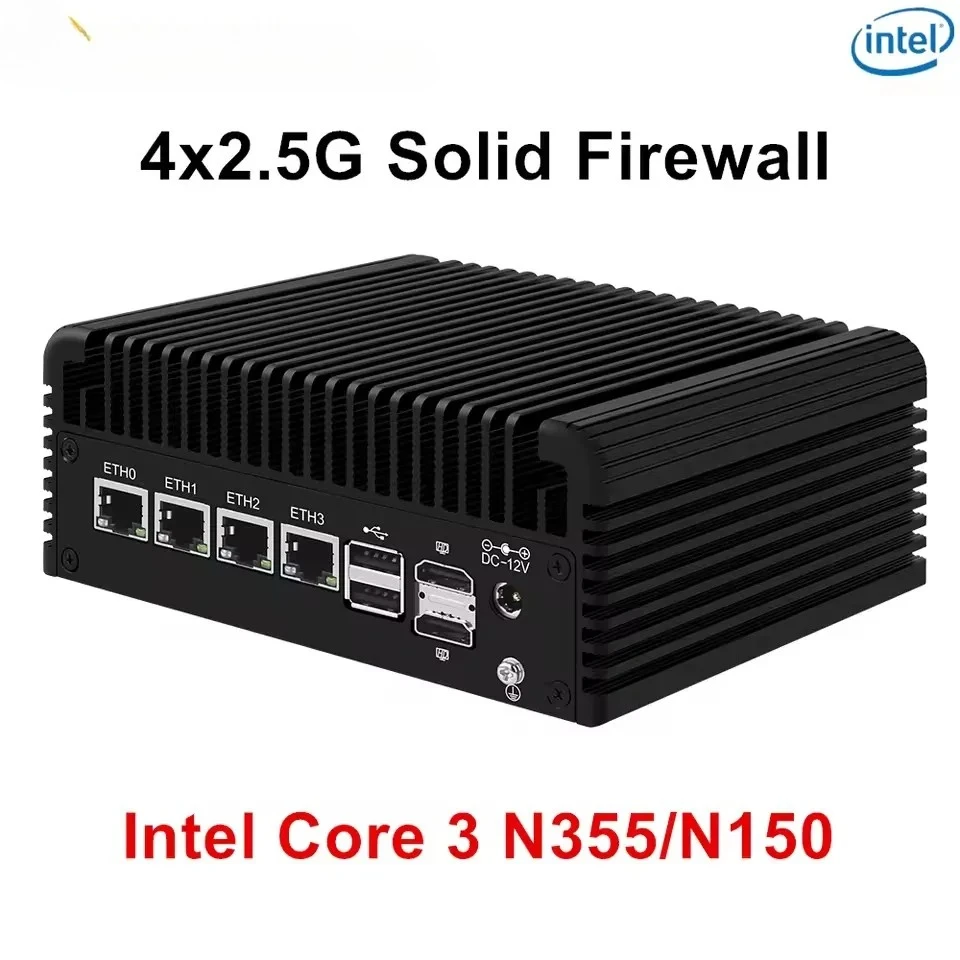 

Topton 4x2.5G LAN Solid Firewall ПК Компьютер Intel Core 3 N355 N305 N150 N100 Type-C 2 * NVMe 2 * SATA Безвентиляторный мини-ПК NAS-сервер
