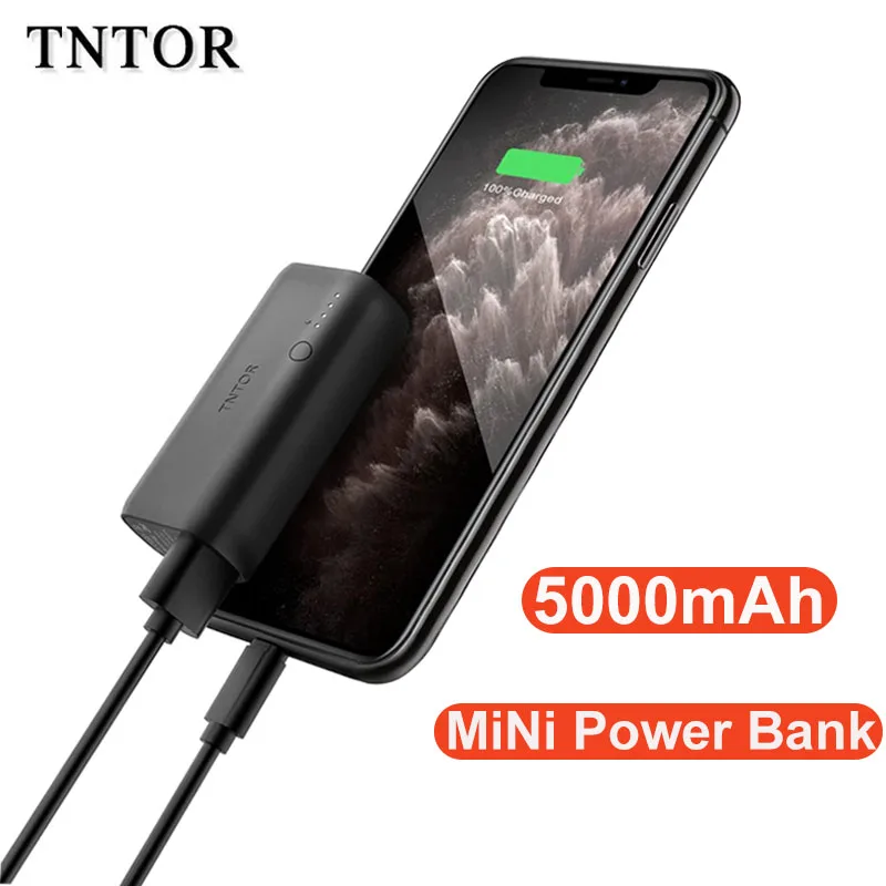 TNTOR Portable Power Bank Stick Charger 5000mAh Lipstick Size Charger with USB C Input Output Compact Battery for iPhone Samsung