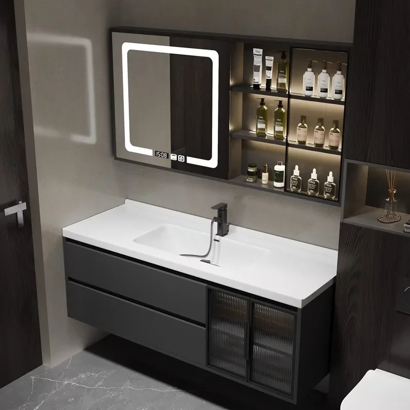 

Modern Simple Bathroom Cabinets Ceramic Sink Solid Wood Salon Drawer Bathroom Cabinets Storage Mobiletto Bagno Home Furniture