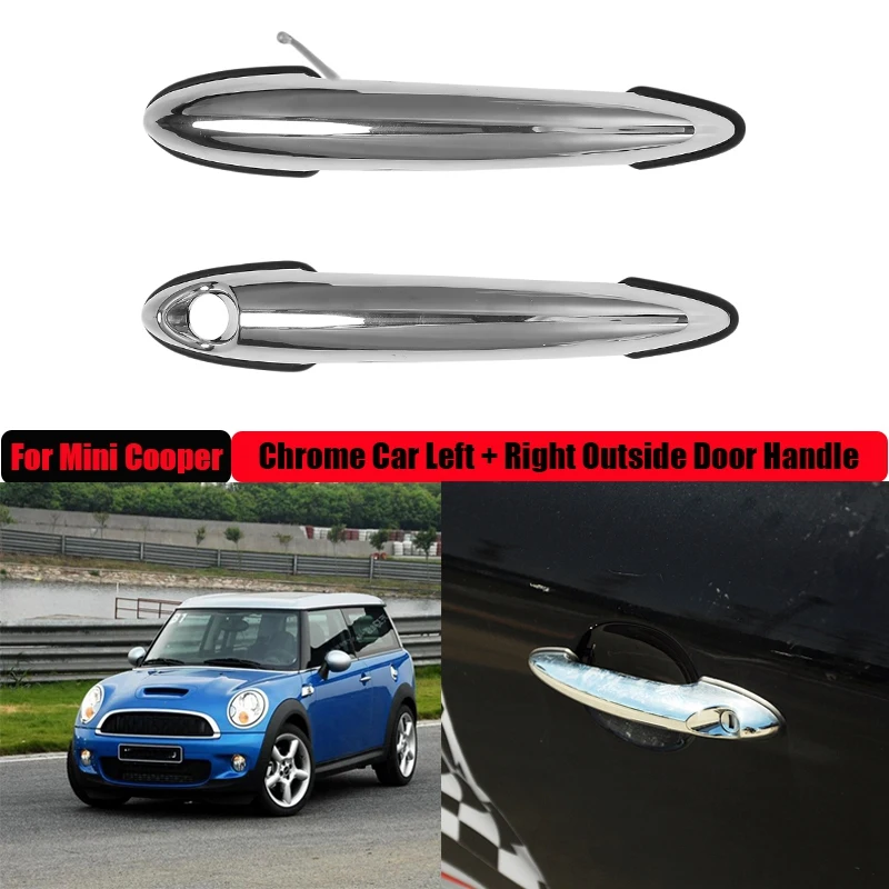 

Car Left + Right Outside Door Handle Chrome For Mini Cooper 2002-2015 51217198471 51217198472