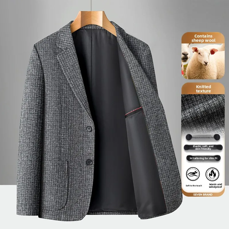 Blazer, 50% Wool, Men's Fashionable Business Outdoor Travel Youthful Wedding Versatile Gentleman Host Casual Korean Style Blazer