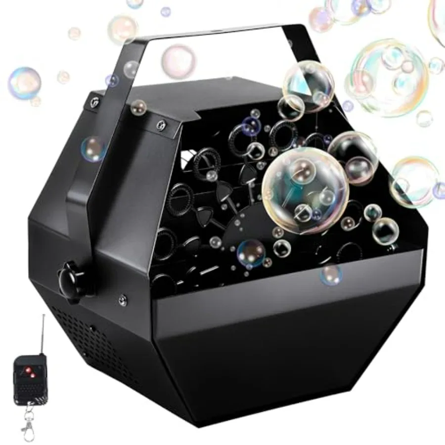

1L High-Ccity Automatic Bubble Machine with 45ft Remote Metal Blower for Wedding Party Birthday Indoor Outdoor Use in Silver an