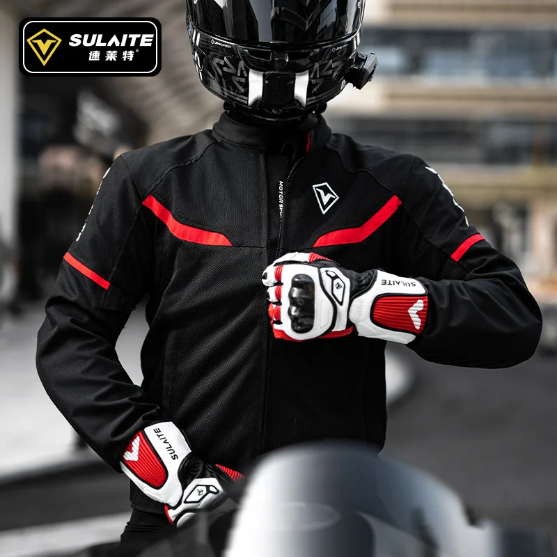 SULAITE Motorcycle Riding Suits Summer Double-layer Breathable Racing Suits Shock-absorbing and Anti-friction-proof Travel Suits