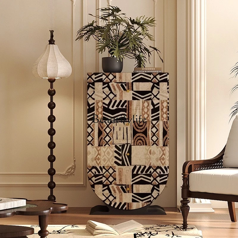 

Wabi Sansan Wind Niche Art Living Room Small Standing Cabinet Against the Wall Four Bucket Cabinet Solid Wood