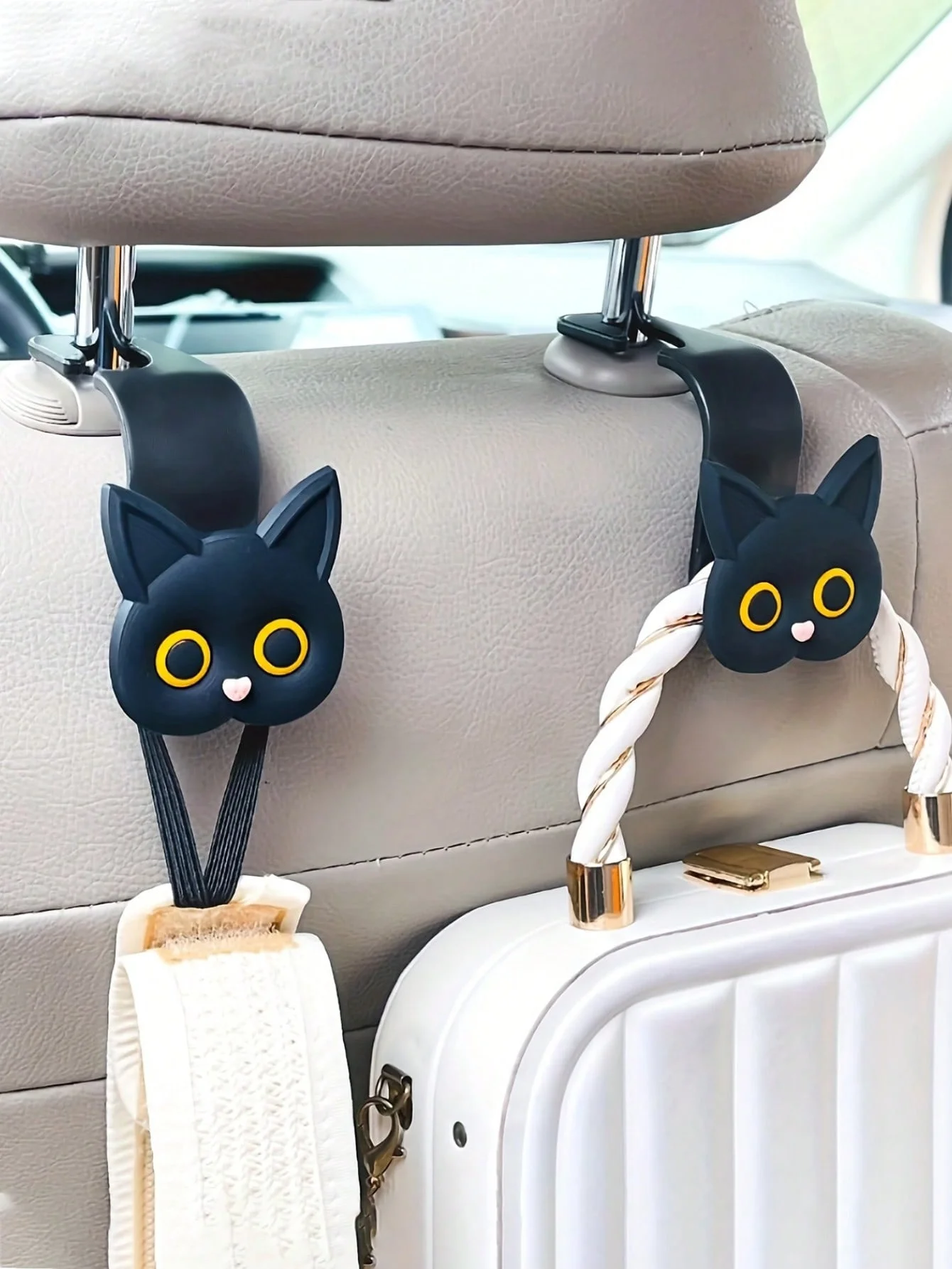 

Крючок для спинки автомобильного сиденья — дизайн с милым черным котом и 360° ° Вращение, скрытый складной крючок для сумок и одежды, изготовленный из экологически чистого АБС-пластика