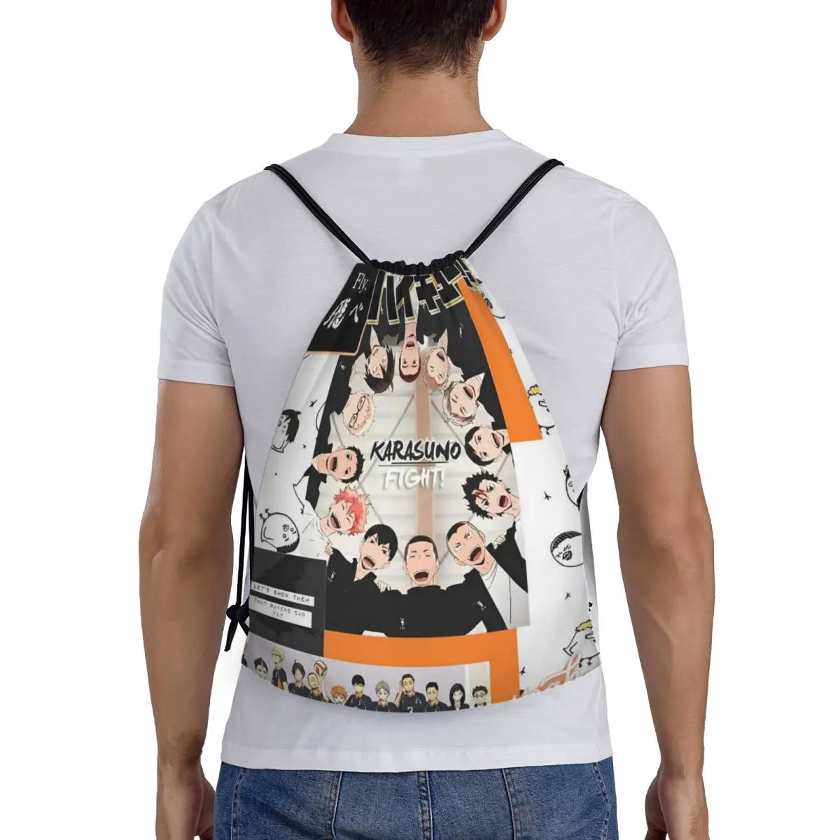 Аниме мальчик волейбол Haikyuu рюкзак на шнурке спортивный спортивный рюкзак шнурковая сумка для езды на велосипеде