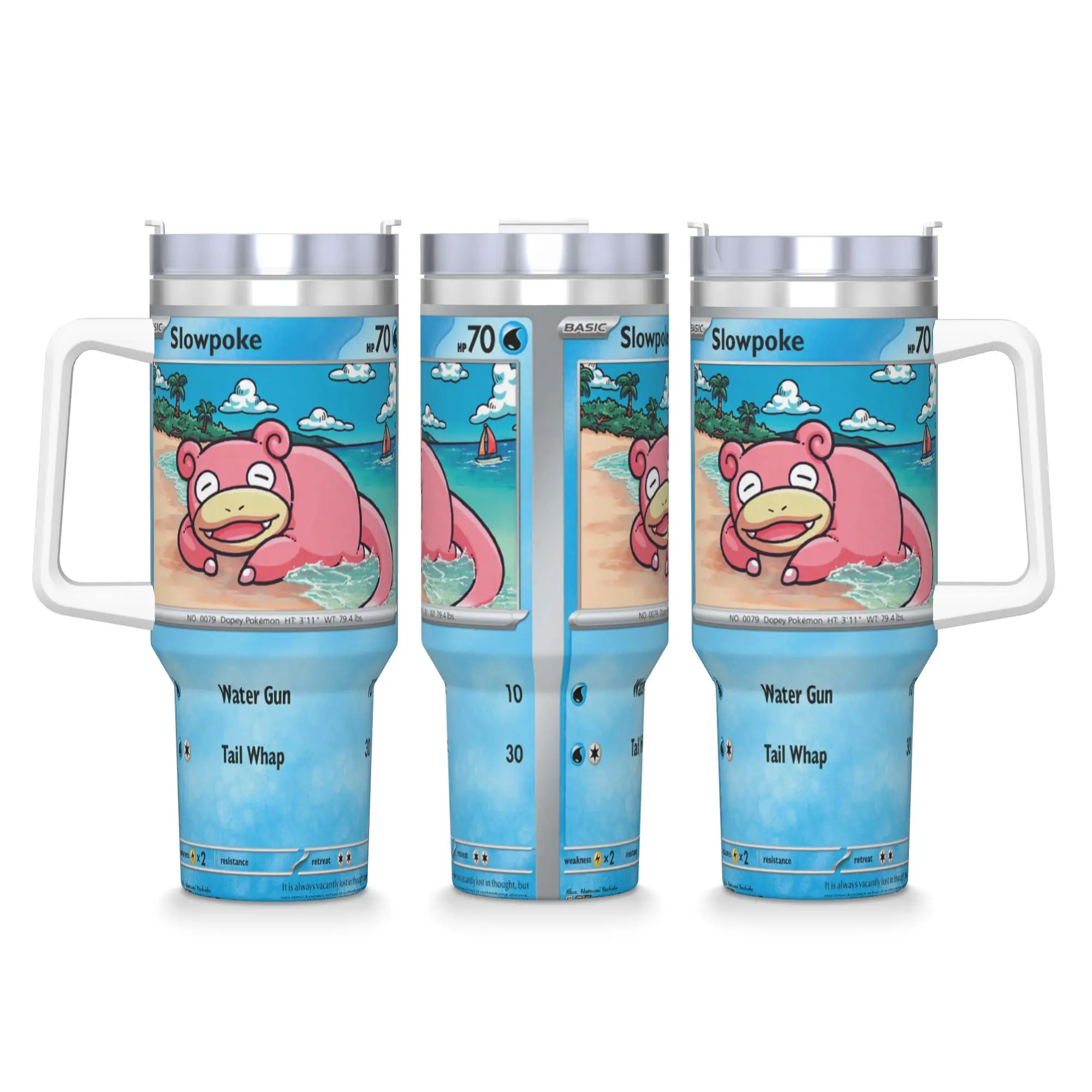 

Стакан Pokemon Slowpoke, бутылка для холодной и горячей воды, сохраняющая тепло, кофейная кружка из нержавеющей стали с принтом, пляжные автомобильные кружки