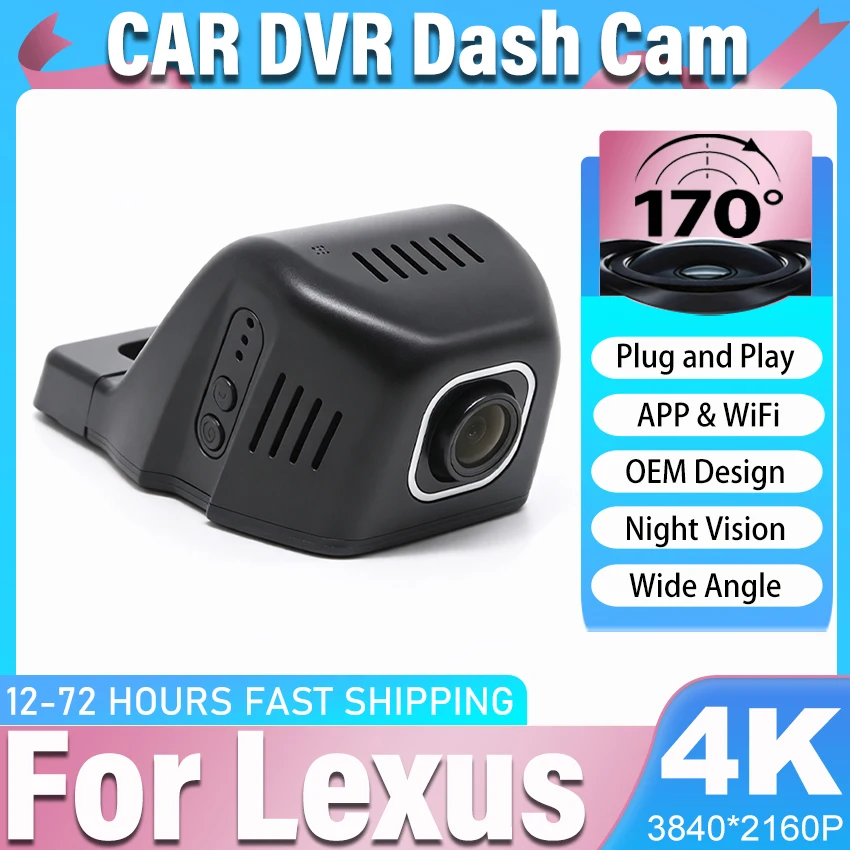 New! Dash Cam Front and Rear Camera Car DVR Wifi Dashcam Video Recorder UHD Night Vision For Lexus GX400 CT200h UX260h UX200